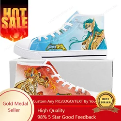 Saint Seiya High Top Sneakers uomo donna adolescente Sneaker di tela di alta qualità fumetti giapponesi Manga coppia scarpe personalizzate