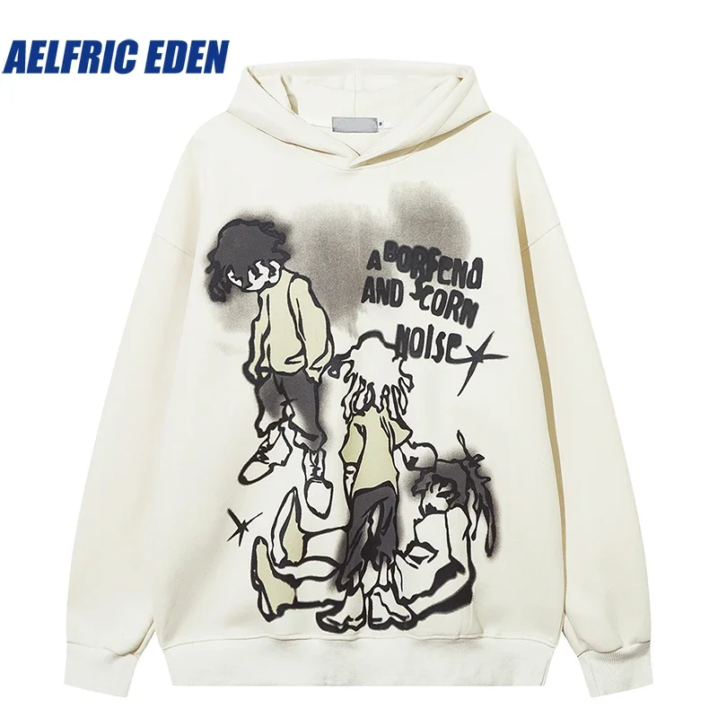 

Aelfric Eden Cartoon Line Character Print Y2K Hoodie 2023 men Harajuku Hip Hop Sweatshirt Hooded Streetwear Casual Pullover Tops