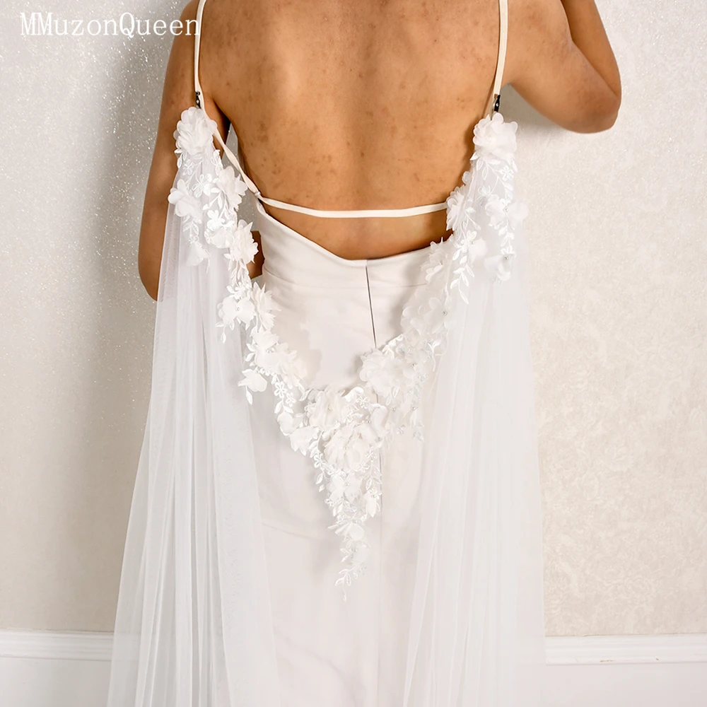 MMQ New White Bridal Cape 3d Floral Embroidery Decorated Grand Hall Wedding Accessory vestidos de novia فساتين سهرة MG64