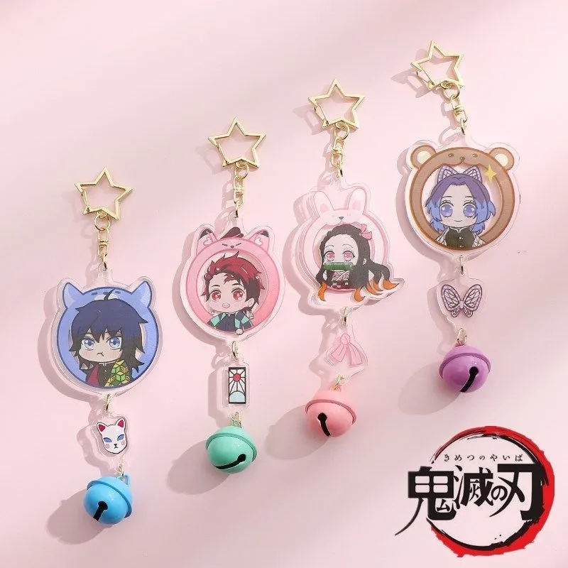 Demon Slayer Tanjiro Kamado Giyu Tomioka Rengoku Kyoujurou Keychain Anime Peripherals Cute Backpack Key Pendant Kawaii Goods