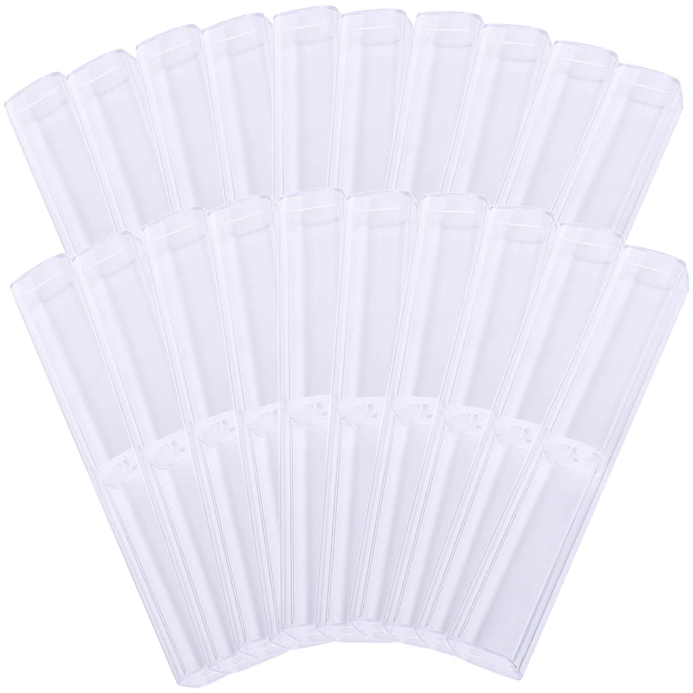 

20 Pcs Crystal Pen Box Transparent Case Fountain Pen Holder Desk Storage Empty Single Display Plastic Tube Container