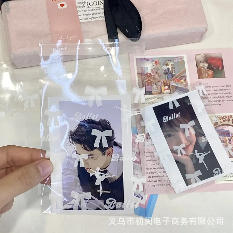 Imagem -06 - Coreano Ins Estilo Ballet Arco Branco Transparente Opp Bolsa Kpop Estrela Polegada Cartão de Foto Material Embalagem Kawaii Menina Presente Bolsa 50 Peças