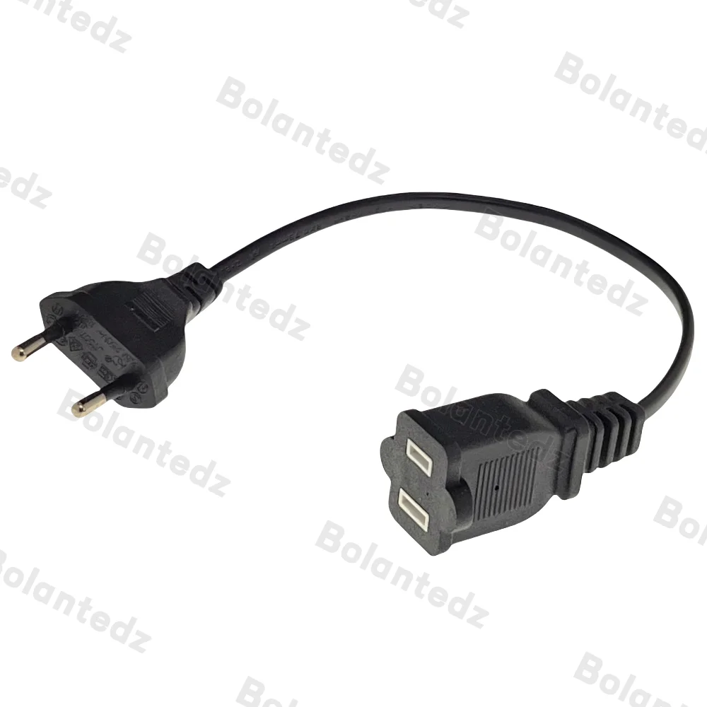 Bolantedz 1 Uds enchufe macho europeo de 2 pines a Cable adaptador de corriente hembra de EE. UU., Cable adaptador de corriente UE macho a EE. UU. Nema 1-15R