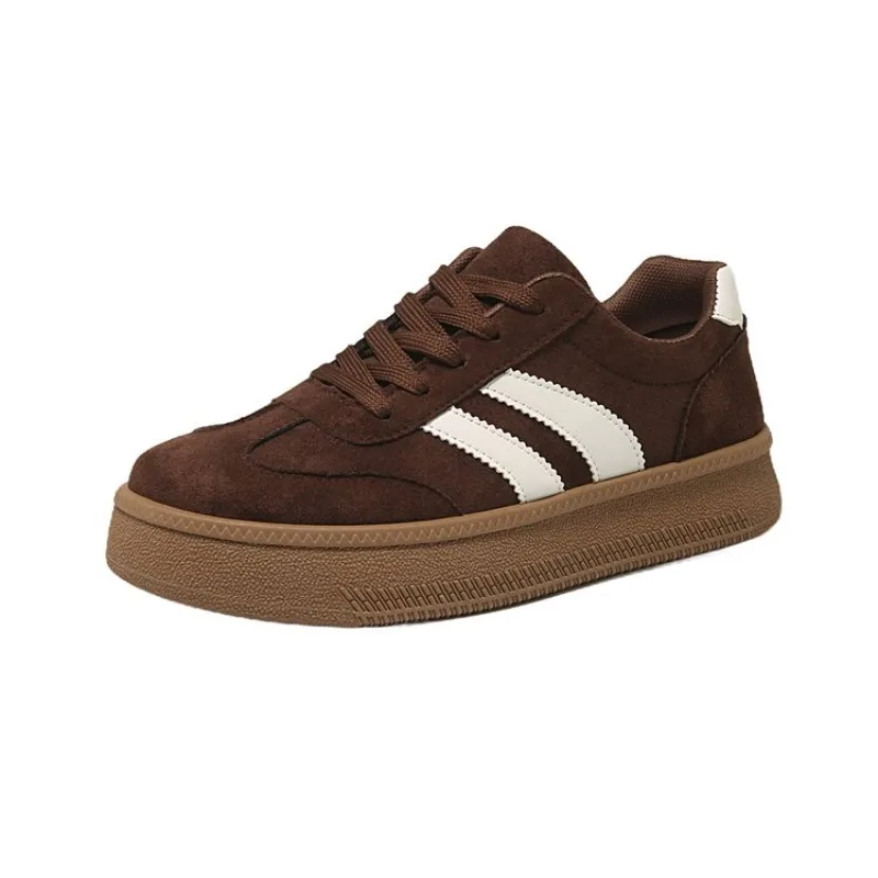 Damen-Sneaker aus Wildleder mit dicker Sohle, rutschfest, atmungsaktiv, zum Schnüren, Low-Top, All-Match, für den täglichen Gebrauch, Outdoor, Freizeit, Wanderschuhe – Detail 6
