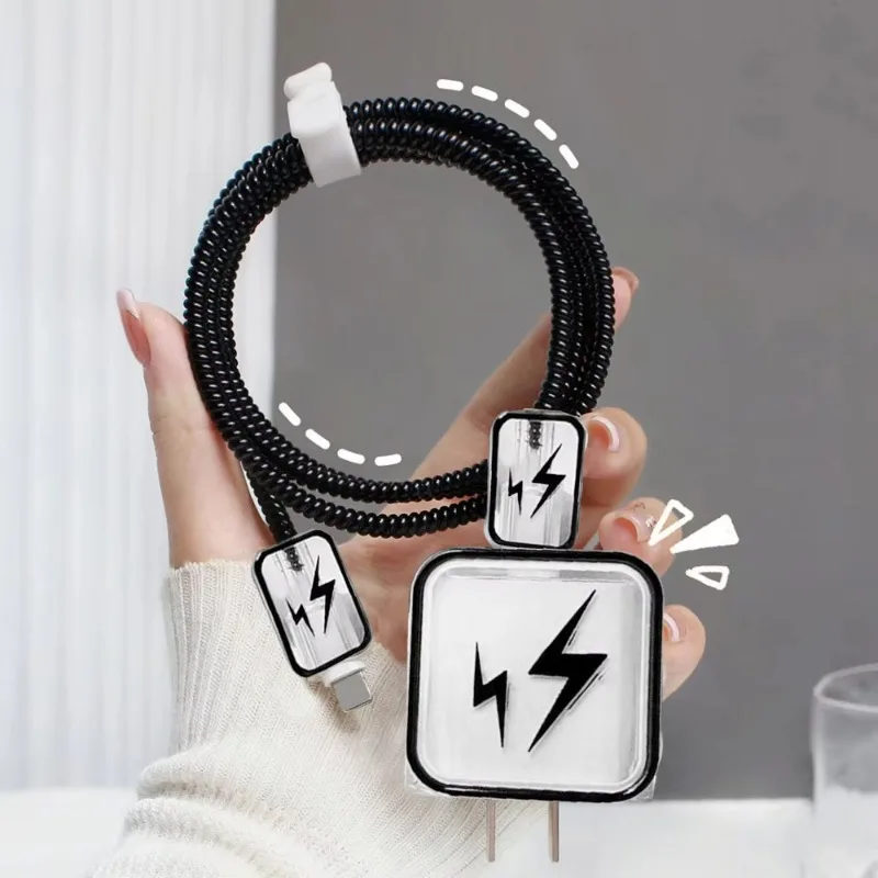 مجموعة واقيات شاحن البرق الشفافة لهاتف آيفون 15 14 منظم توفير سلك الشحن لجهاز أبل 18/20 وات كابل شفاف #2