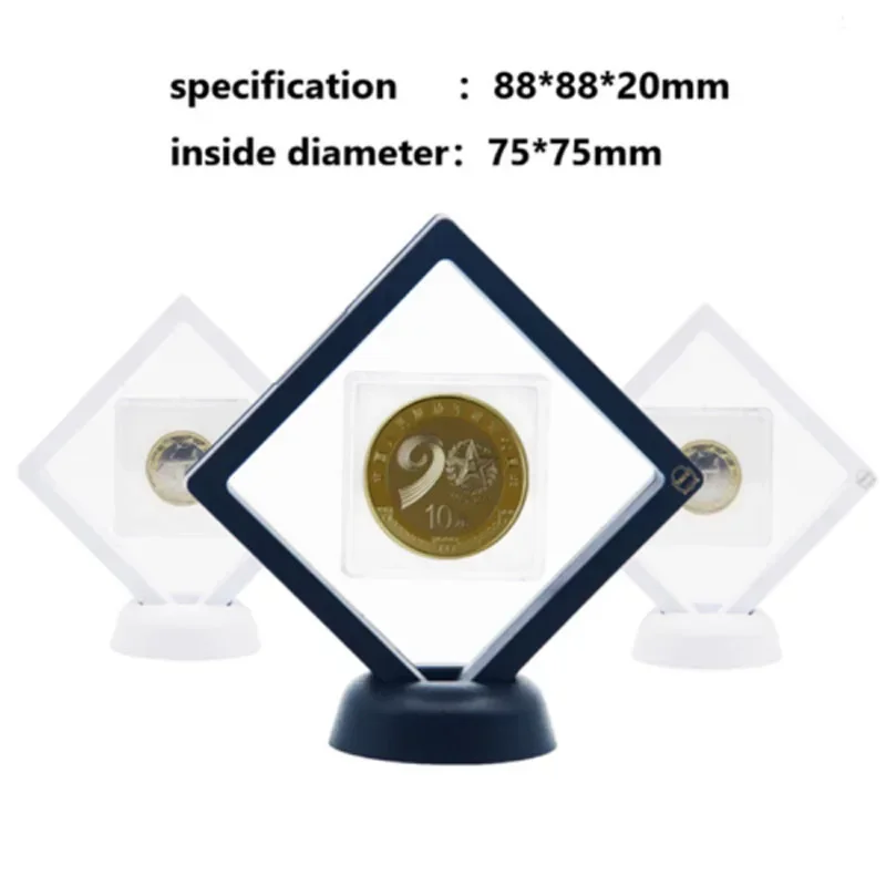 2pcs Coin Frame Penny 90*90mm Decoration Black Plastic 3D Floating Display Holder Box Case Collection Protection