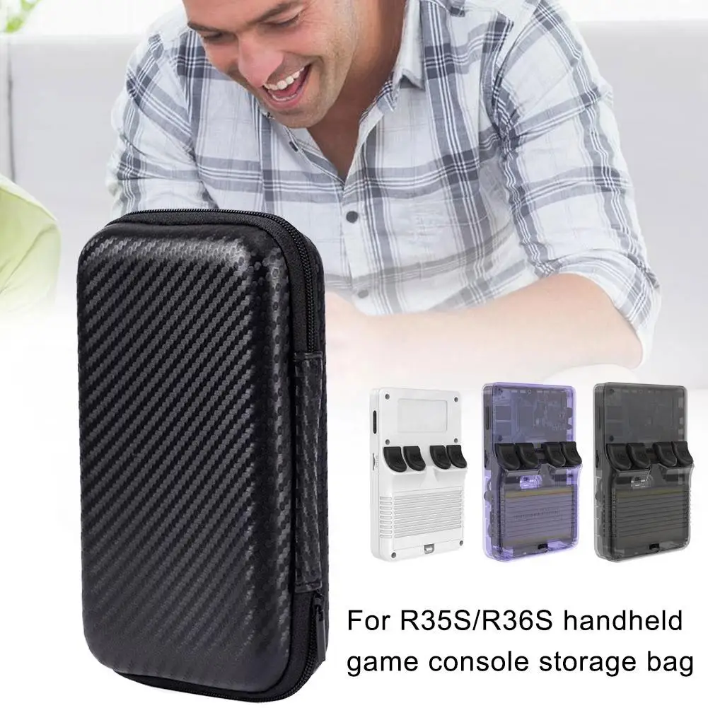 EVA Hard Case For R35S Portable Game Console Storage Box Handheld Game Player Protective Black Case Travel Outdoor Bag