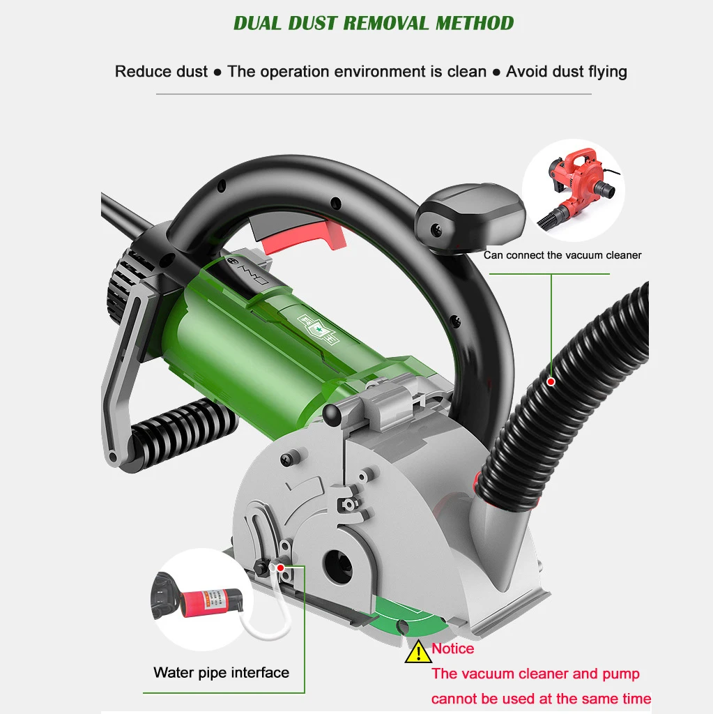 Wall Slotting Machine Dust -free hydropower installation of red brick concrete cutting machine 1800W double slot electric tool