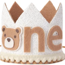 Little Bear 1st Birthday Hat Crown One Birthday Party Decoration Kids Boy Girl Baby Shower Party Supplies Photo Venue Layout