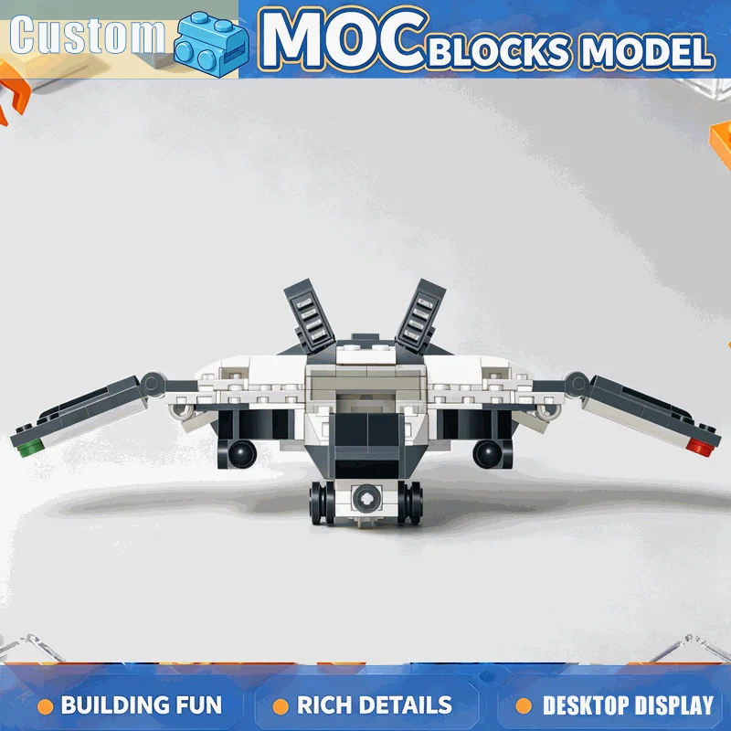 215PCS Future Stealth Aircraft Building Blocks Model DIY Assembly Toy With Opening Wings Sci Fi Vehicle Home Display Xmas Gift