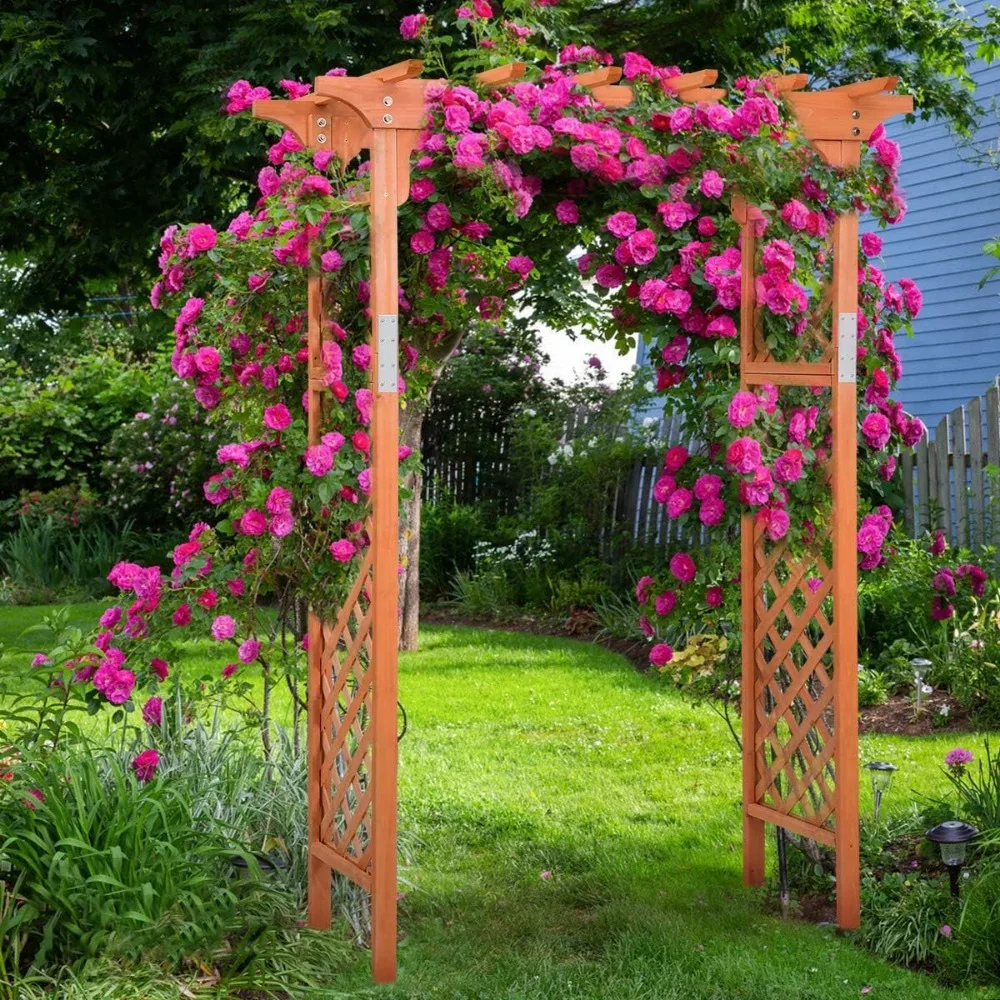 88inch Wood Garden Arbor, Wedding Arch for Outdoor Patio Wedding Bridal Party Prom Decoration, Garden Trellis Pergola Ar