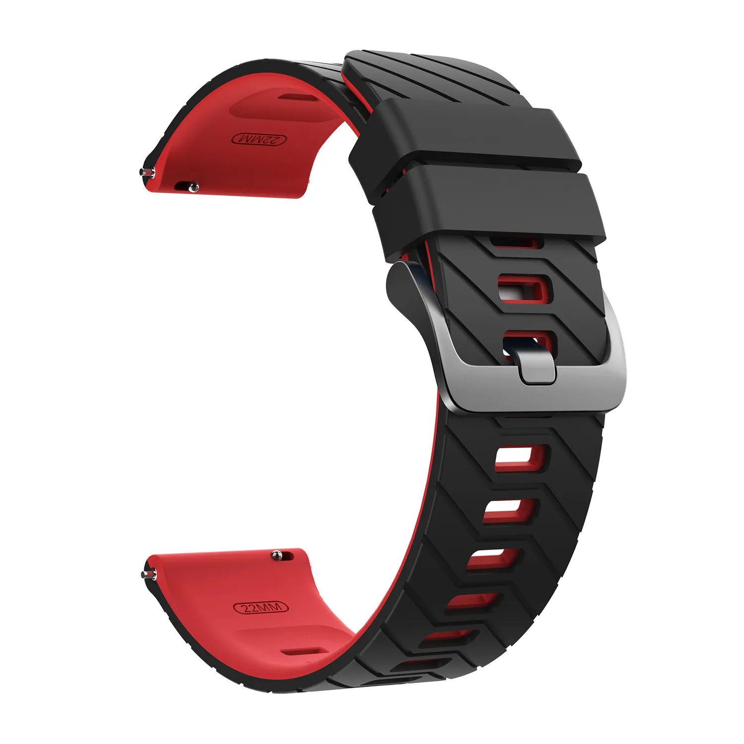 22mm Silicone Strap for Samsung Galaxy Watch3 45mm / Watch 46mm / Huawei Watch GT 5 46mm Dual Color Twill Pattern Watch Band - B