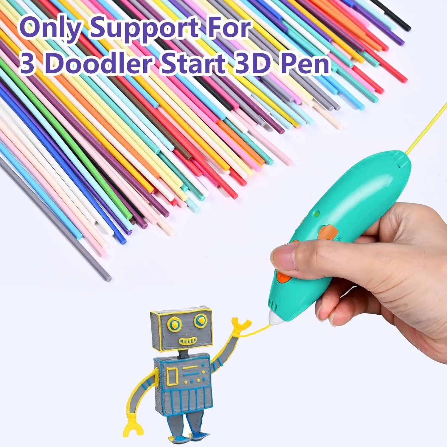 

SUNDI 10 Colors 200PCS PLA 3D Pen Filament 2.5mm, Non-Toxic Safe for Kids, High Temperature, Compatible with Most 3D Doodler Pen