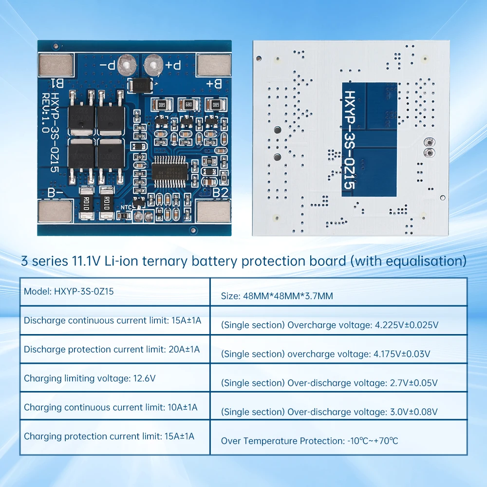 Lithium Battery Protection Board, BMS com equalização e controle de temperatura, 3S12V, 18650, 15A, 20A, 25A, 30A, 11.1V, 12.6V