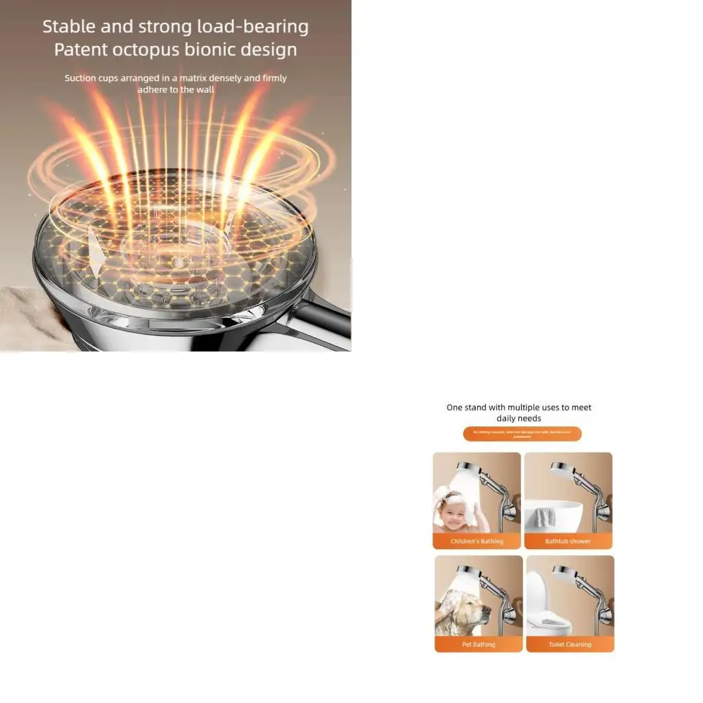 

652F Oversized Suction Mount Shower Head Owner Flexible Positioning For Tile Glass Metal Surfaces