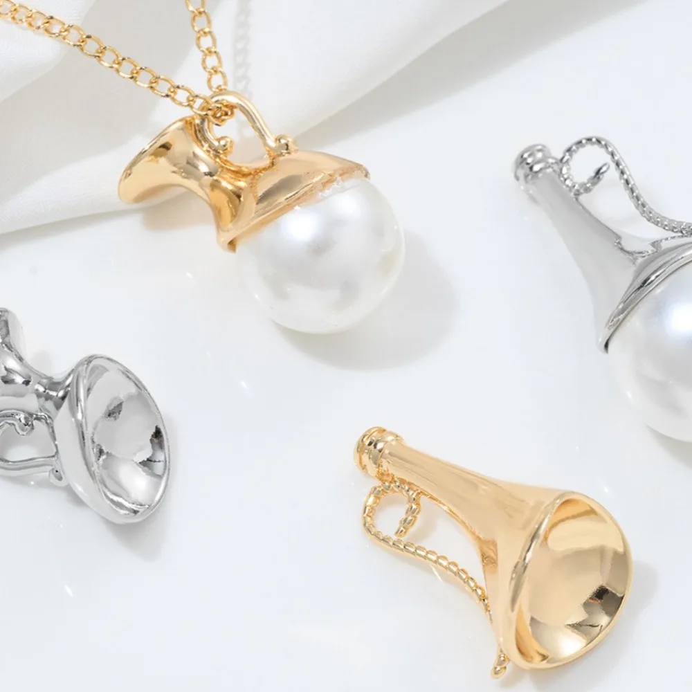 

1Pcs Copper Charms 14K Gold Color Trumpet Pendant Handmade DIY Crystal Sticky Pearl Bracelet Ear Jewelry Accessories Material