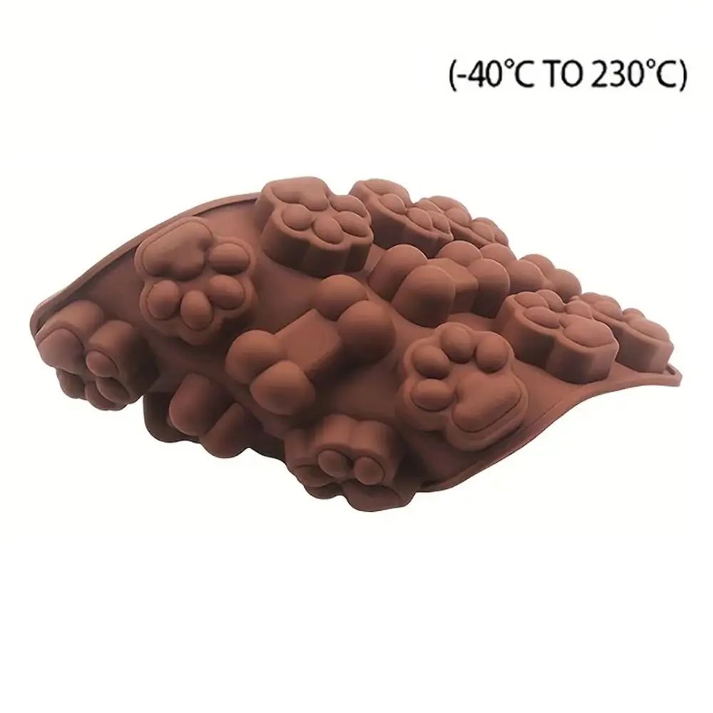 Reusable Silicone Chocolate Mold Dog Bone Cat Paw 14 -grid Cake Baking Tool Temperature Resistance -40~ 230°C DIY Ice Tray Jelly
