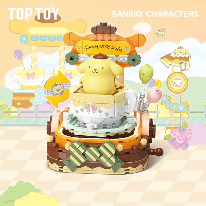 TOPTOY Sanrio Colorful Amusement Park Series Building Blocks Kuromi Pochacco Cinnamoroll Stacking Toy Cartoon Gift Blocks