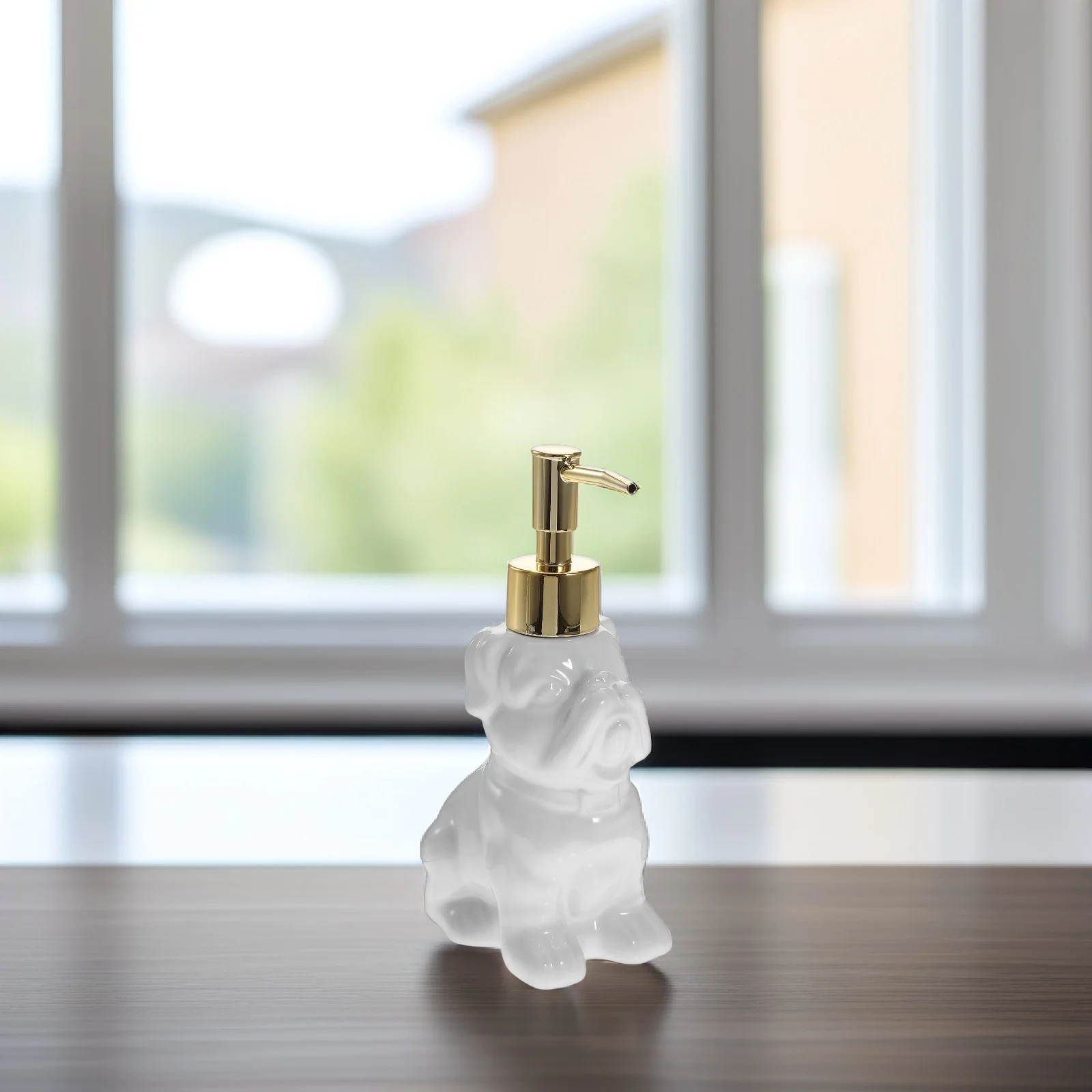 

Ceramic Dog Soap Dispenser Refillable Bathroom Lotion Bottle Pump Leak-Proof Cute Animal Style Shampoo Shower Gel Container