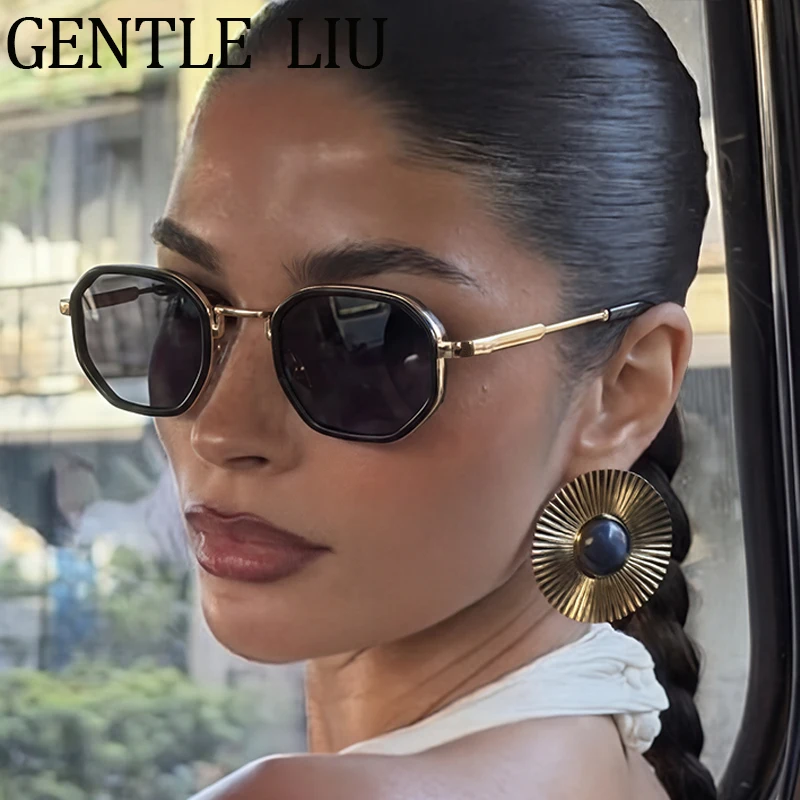 

Vintage Octagon Sunglasses Women 2026 New Luxury Brand Punk Geometric Metal Frame Sun Glasses For Ladies Driving Shades Eyewear