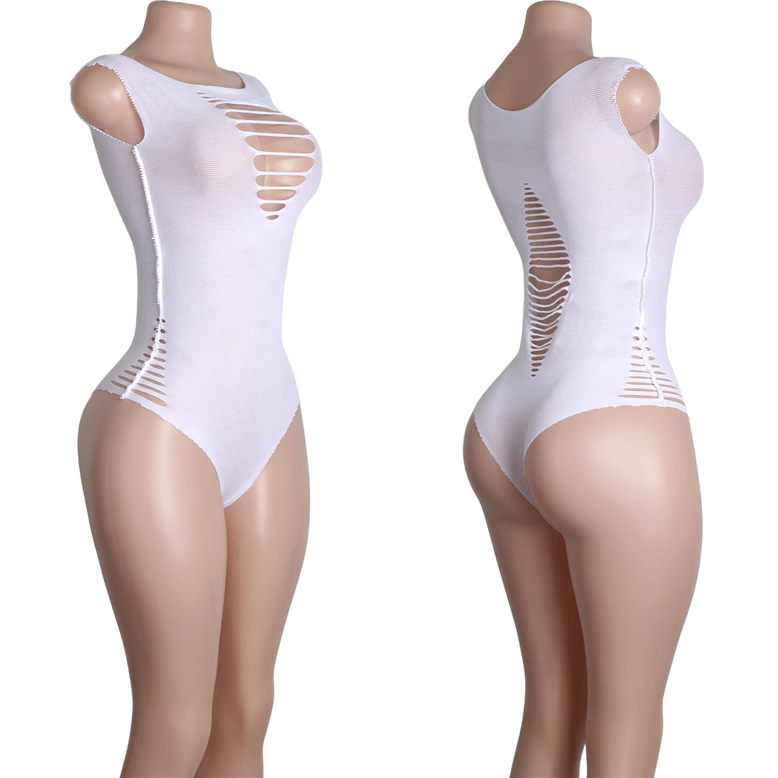Hollow Out G-String Glow Dress See Through Jumpsuit Festival Costume Fishnet Leotard Pole Dancewear Seductive Stage Performance