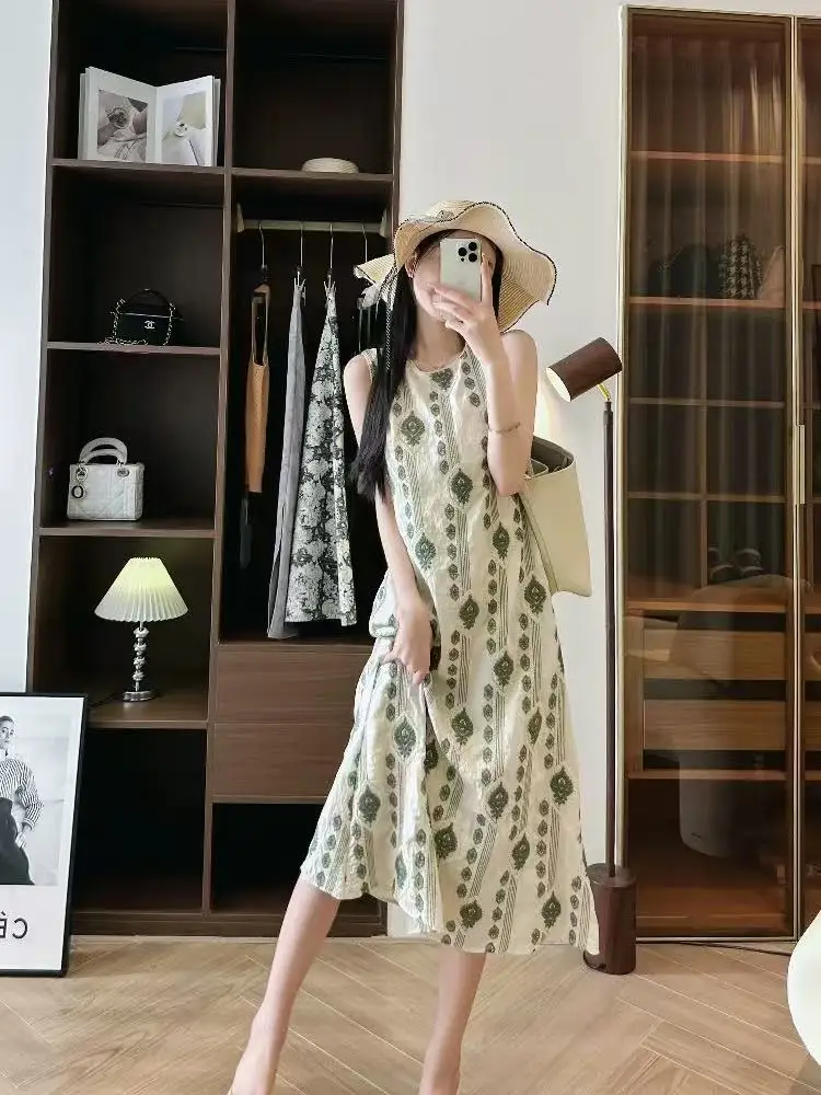 Элегантное летнее женское платье без рукавов с вышивкой, длинное платье в отпускном стиле, модное хлопковое платье высокого класса N719 Элегантное летнее женское платье без рукавов с вышивкой, длинное платье в отпускном стиле, модное хлопковое платье высокого класса N719