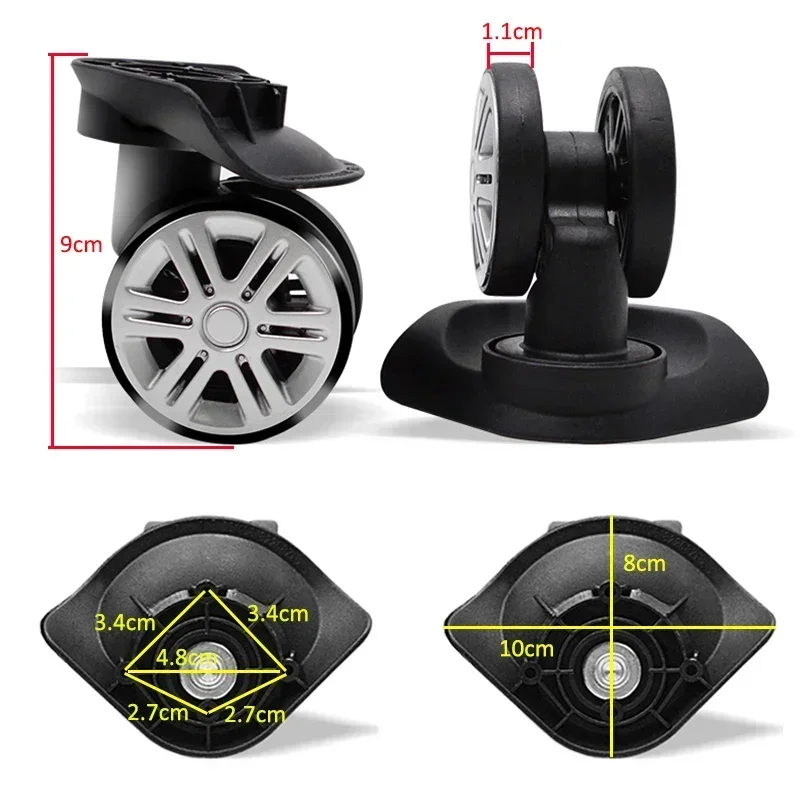 A19 Wheel Replacement Luggage Wheels For Suitcases Repair  Caster Parts Trolley Black Rubber Silent Double Row Big