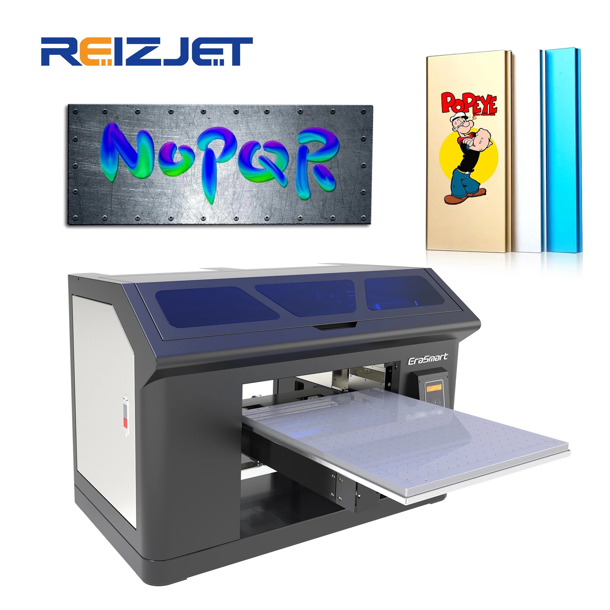 Reizjet مصنع البيع مباشرة Xp600 سطح المكتب جراب هاتف الطابعة A2 نقل Dft ثلاثية الأبعاد ملصقات الأشعة فوق البنفسجية DTF طابعة UV
