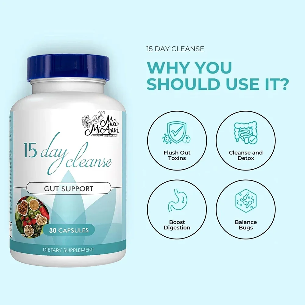 Gut and Colon Support 15-day Cleanse and Detox To Reduce Abdominal Pain, Bloating, Constipation and Aid Gut Health