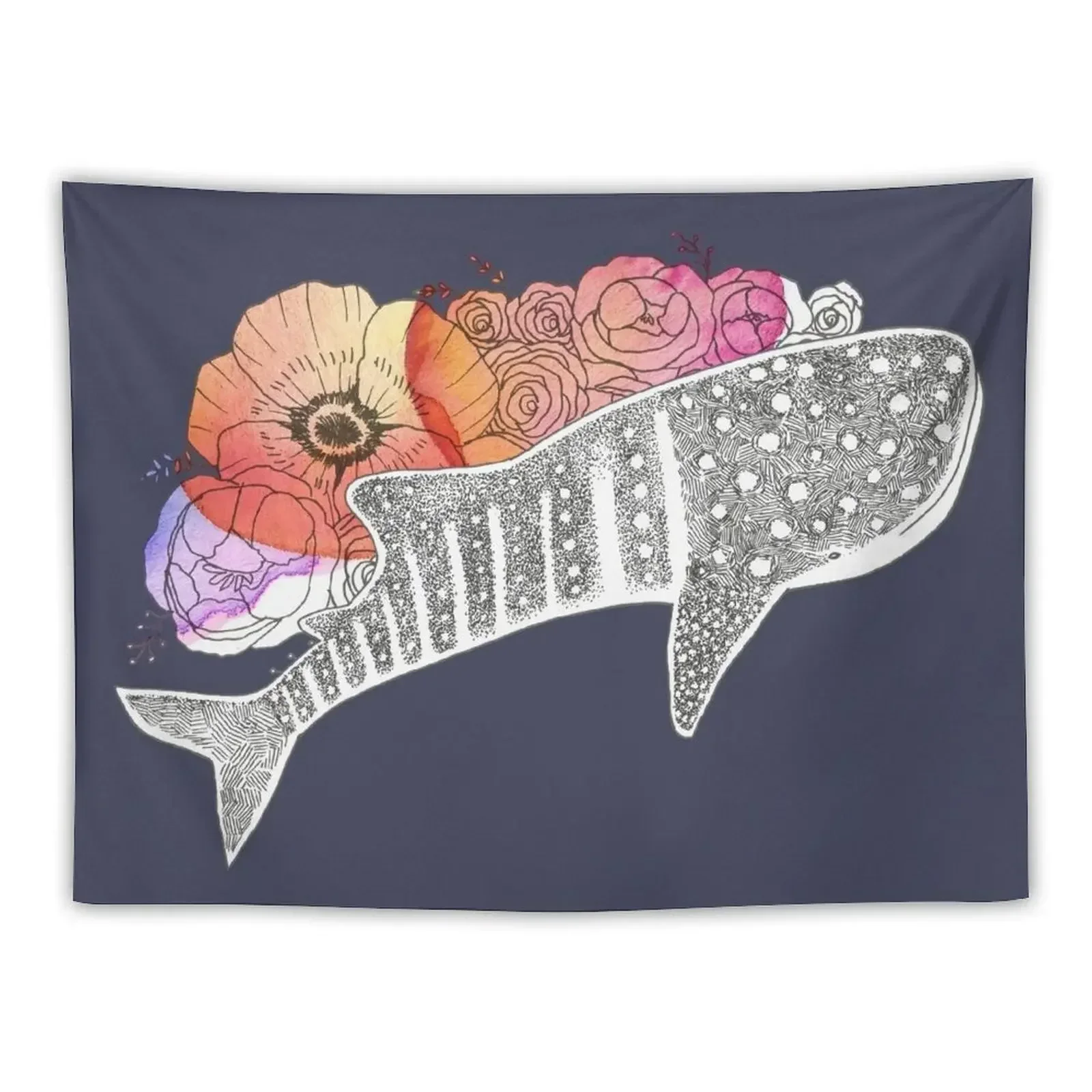 

Watercolor Flower Whale Shark Tapestry Home Decoration Wall Hanging Tapestry