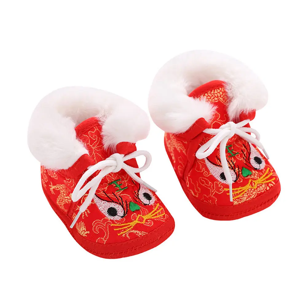 

1Pair Tiger Shoes Children Winter Warm Embroidered Casual Footwear Kids Anti-Slip Short Boots Baby Warm Casual Shoes