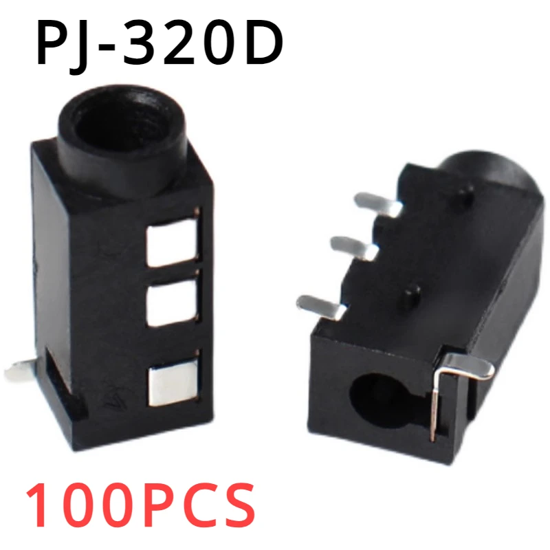 

100PCS/Lot 3.5mm Headphone Jack PJ-320D Audio Jack 4 Pin SMD SMT MP3 Accessories PJ320D High Quality