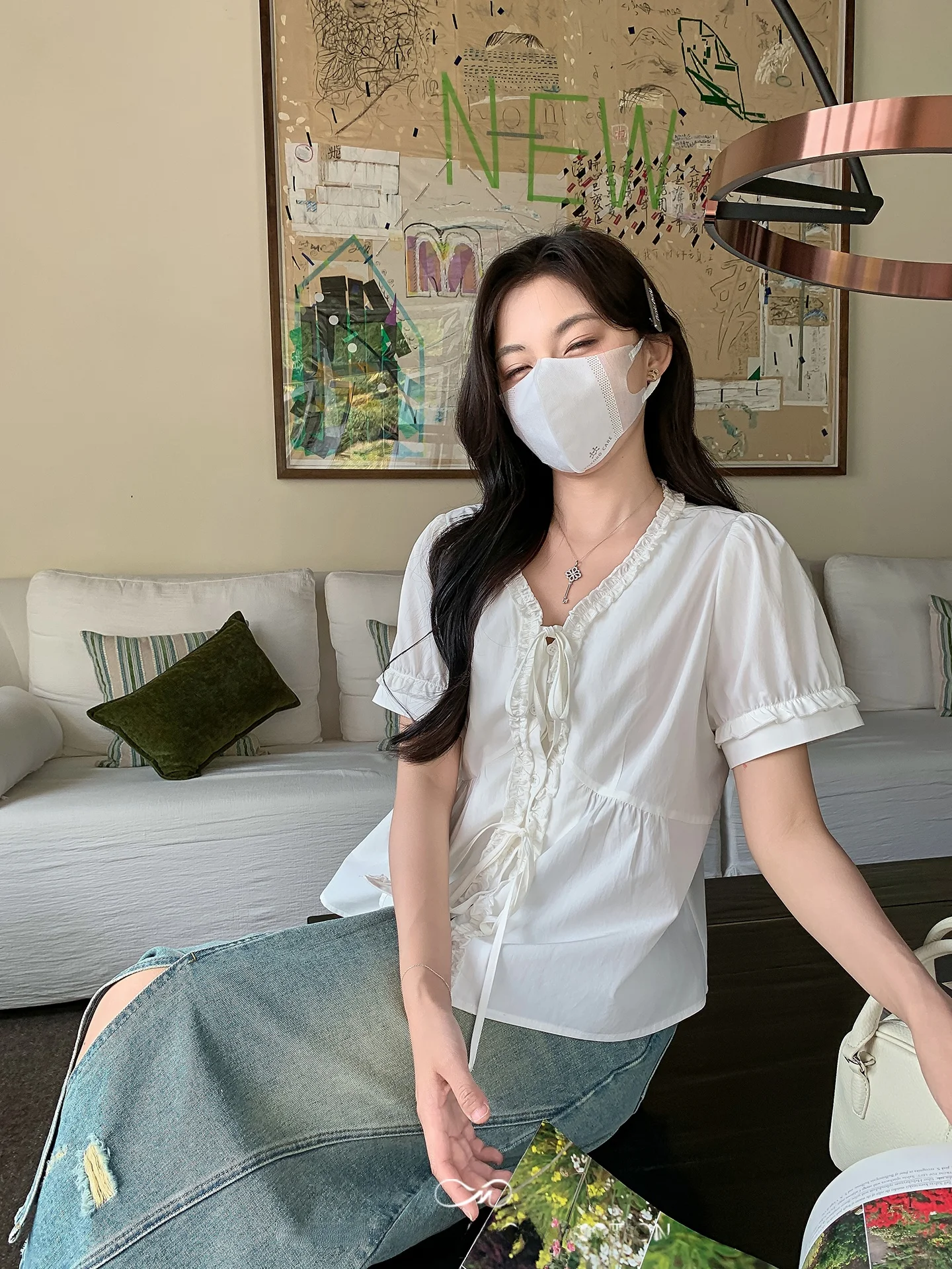 

Женская блузка Maixi больших размеров с пуговицами, свободного кроя, с коротким рукавом, V-образным вырезом, летняя, для похудения, повседневная, для работы и отдыха