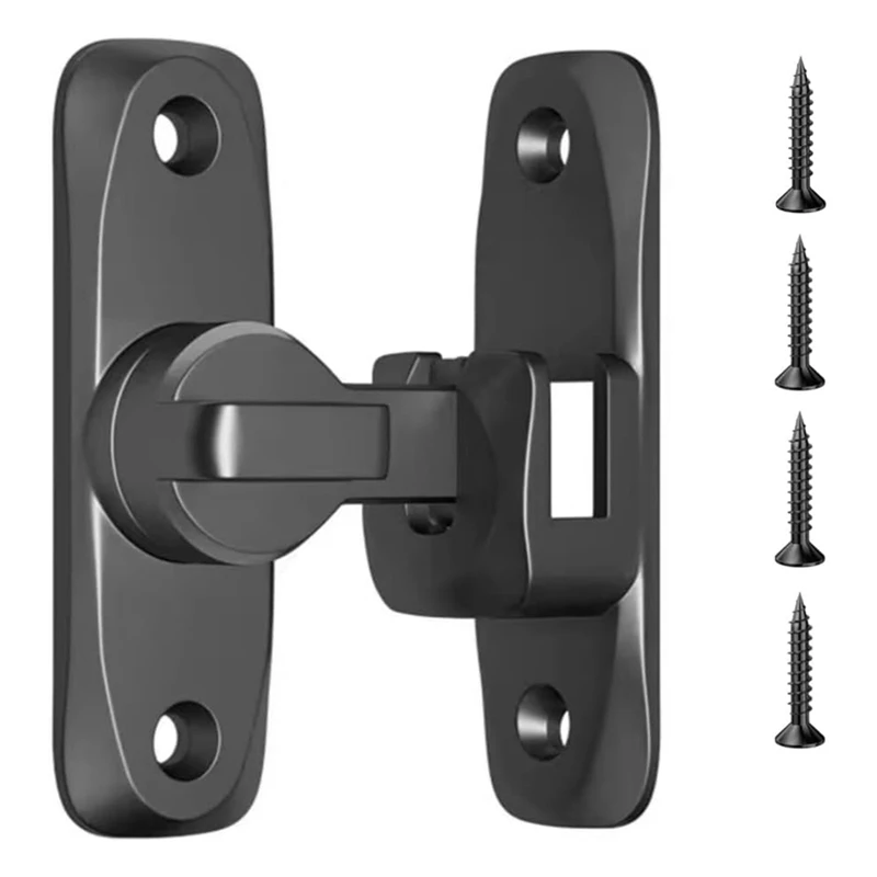 90/180 Degree Angle Flip And Slide Barn Door Lock. Heavy Duty Zinc Alloy Anti-Theft Bolt. (Black)