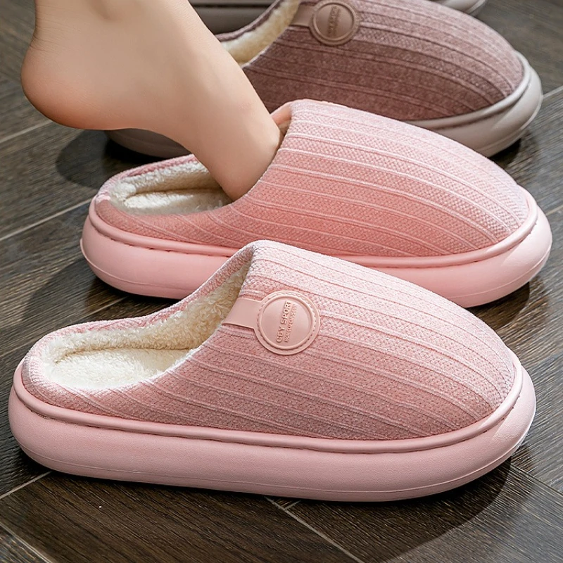 Women's Plush Winter Slippers - Cloud Comfort Fleece-Lined House Shoes, Thick Sole Anti-Slip Couple Slippers for Indoor Home image 6