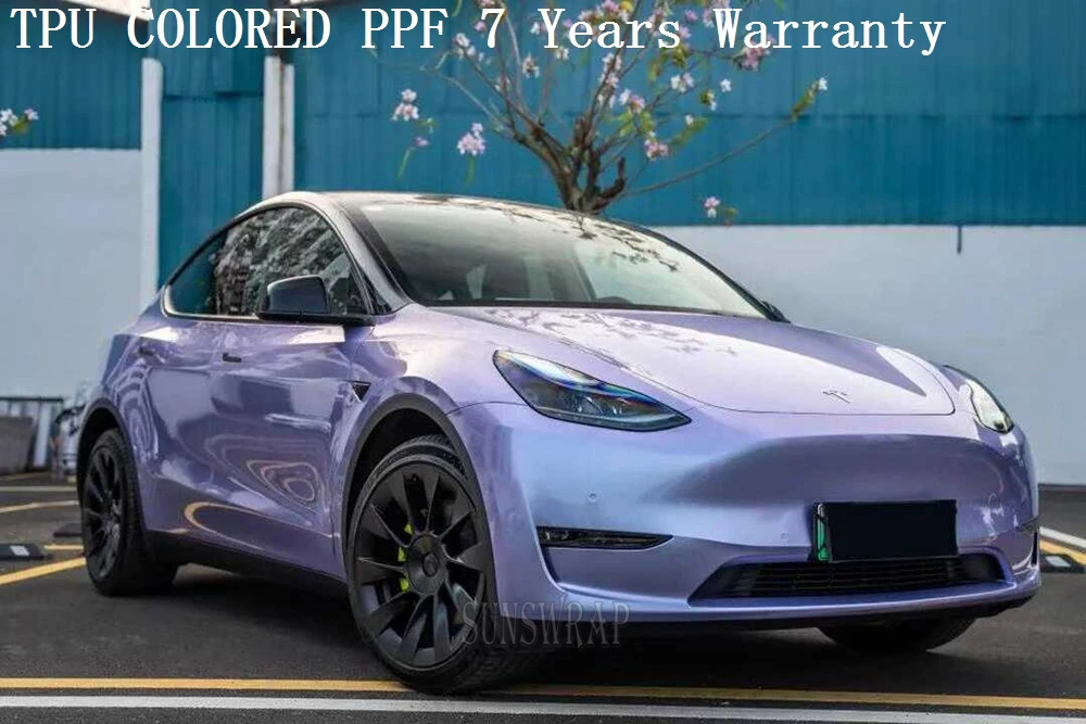 

Mystic Purple Silver Color Changing Car Wrap - Glossy TPU PPF Car Paint Protection Film for Vehicle, Boat, Aircraft 5x52ft/roll