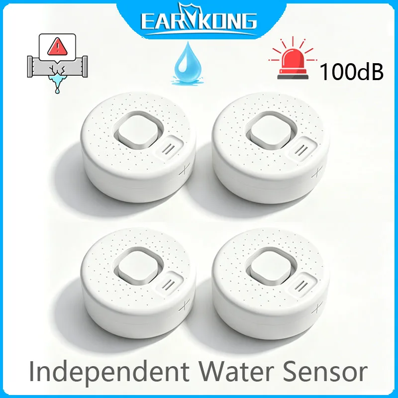 Standalone Water Leak Detector Sound Alarm High Decibel Loud Buzzer Water Leakage Sensor Overflow Alert for Kitchen Bathroom