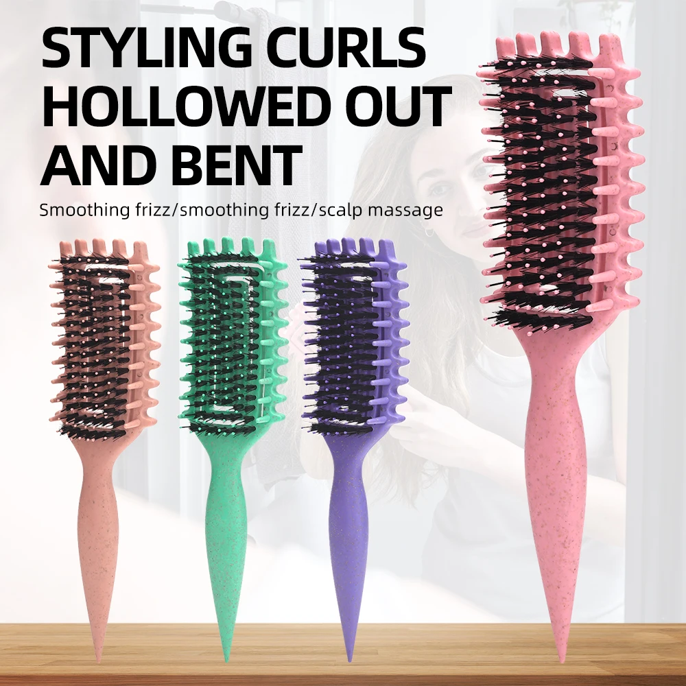 

Curl Define Styling Brush Hollow Out Detangling Hair Brush Tangled Wet Curly Hair Comb Shaping Curls Barber Hairdressing Tools