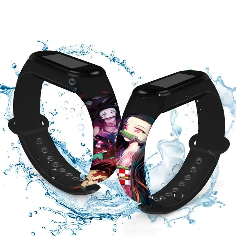 New Demon Slayer LED Electronic Watch Kimetsu No Yaiba Anime Figure Digital Clock Silicone Printed Wristband Kids Birthday Gifts