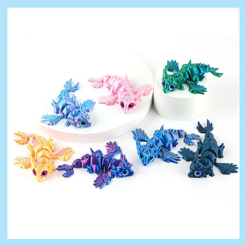 ثلاثية الأبعاد مطبوعة التنين سطح المكتب زخرفة ثلاثية الأبعاد مطبوعة مجموعة من الحركة الحيوانات غرفة المعيشة المنزل مكتب الحرفية المطبوعة هدايا عيد الميلاد #2