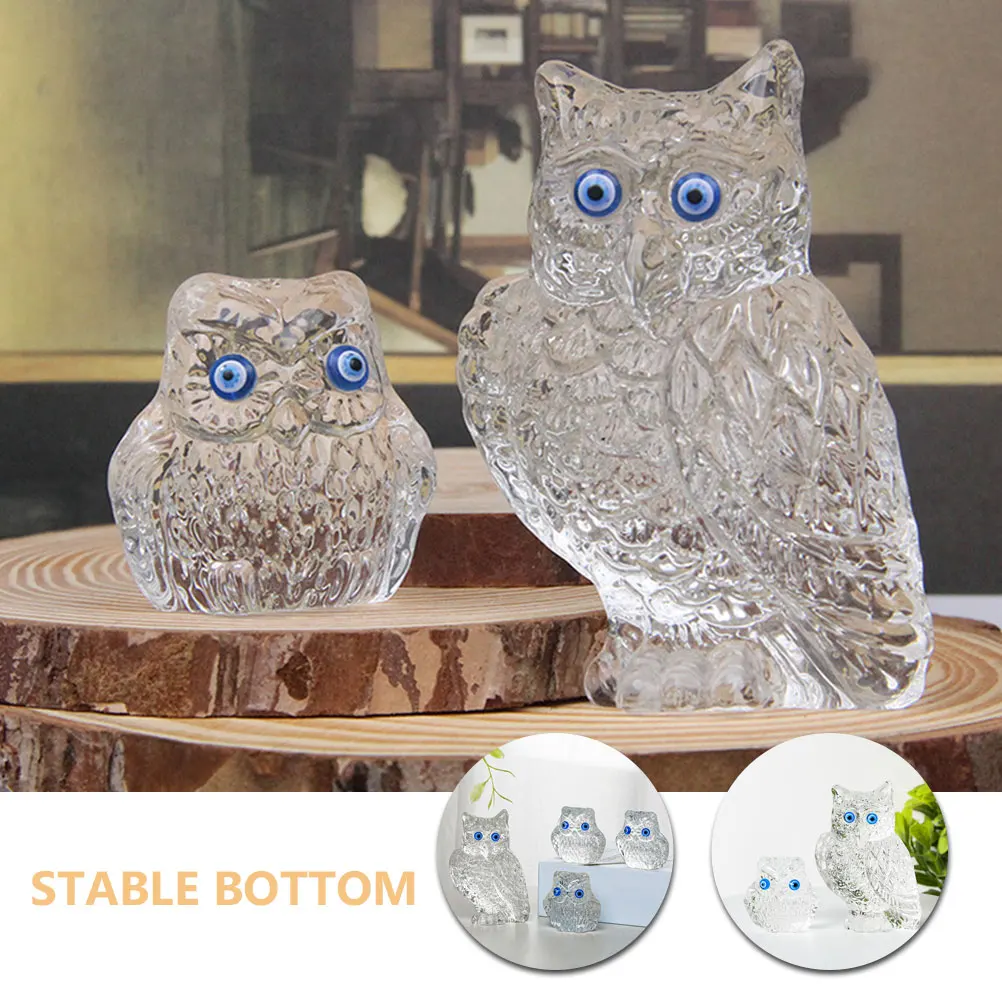 

1Set Owl Crystal Decoration Simple Desktop Sculpture Home Office Desk Art Animal Ornament Crystal Owl Decoration