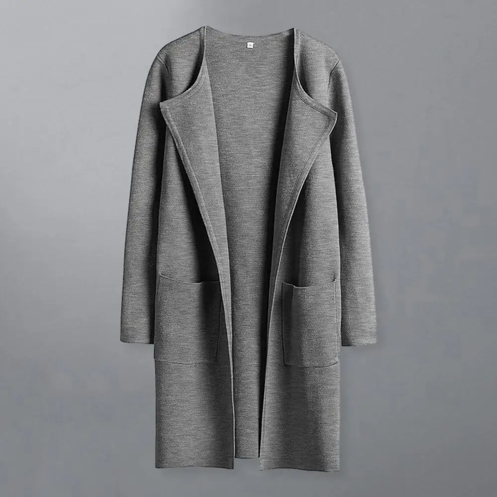 Women Mid-length Coat Autumn Winter Lapel Collar Elegant Women Long Coat with Pockets Thick Warm Ladies Female Jacket Outwear