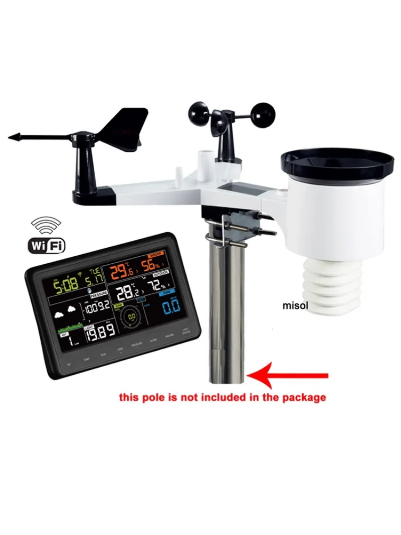 Wireless Weather Station Solar Charging Wind Speed Wind Direction Temperature Humidity Rainfall Light Wifi