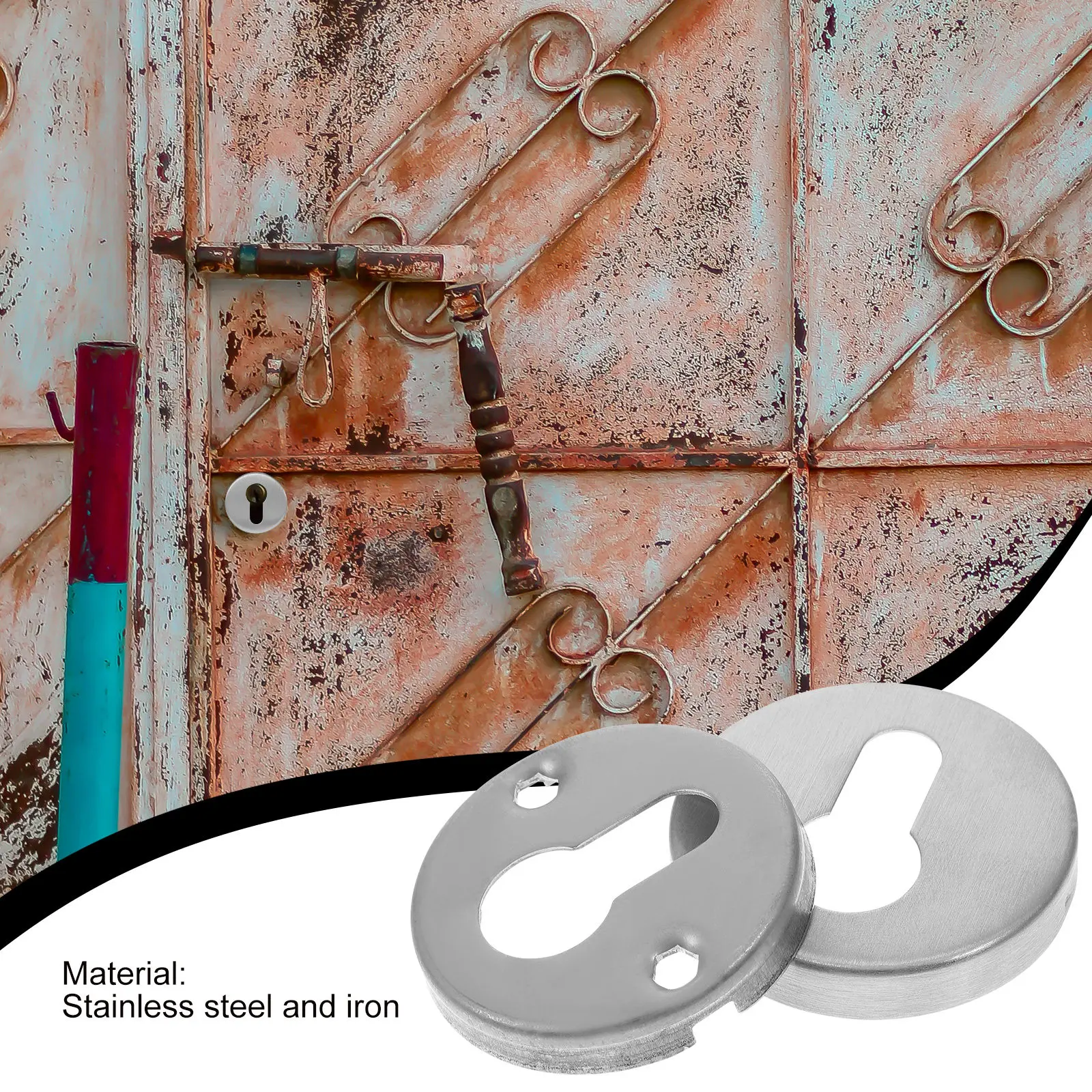 Stainless Steel Iron Door Lock Cover Escutcheon for Exterior Interior Doors Rain Rust Protection High Strength Wear Resistant