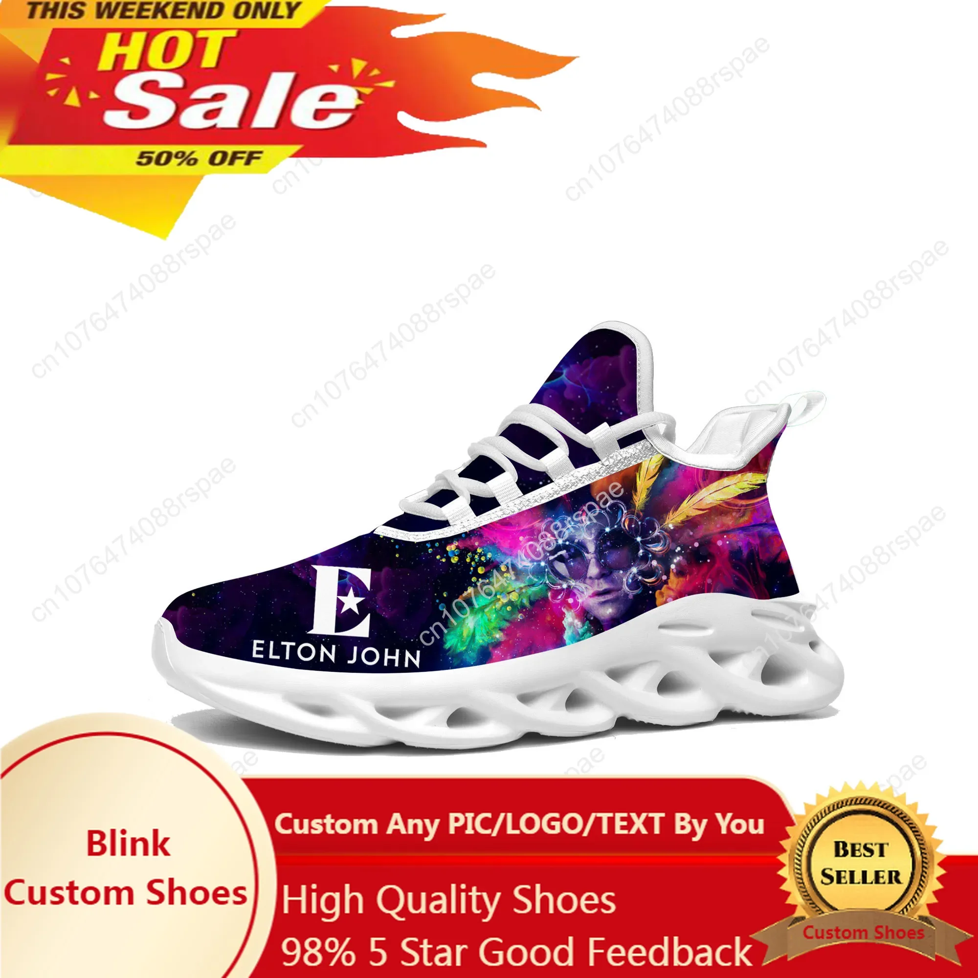 Elton John Singer Flats Sneakers Mens Womens Sports Running Shoes High Quality Sneaker Lace Up Mesh Footwear Tailor-made Shoe