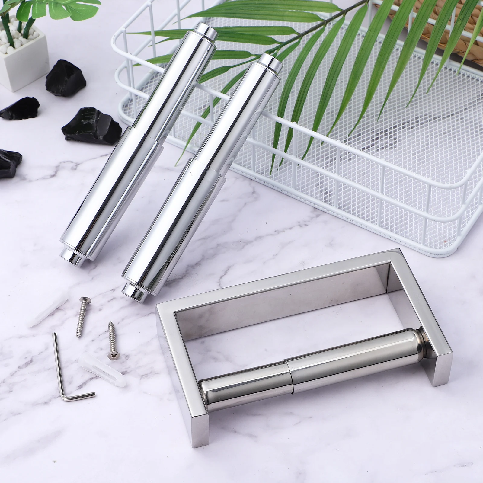 

Chrome-plated Paper Roll Shaft Telescopic Toilet Holder Replacement Roller Insert Spring Bathroom Stand Tissue Holders