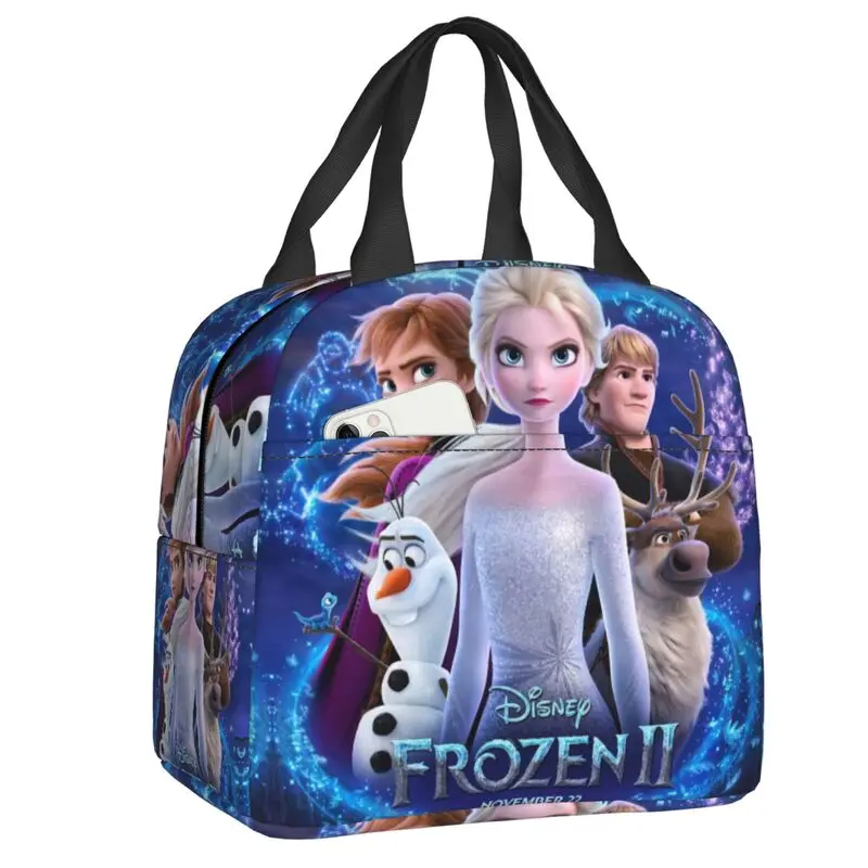 

Custom Frozen Elsa&Anna Insulated Lunch Bags for Work School Kawaii Princess Cartoon Movie Leakproof Cooler Thermal Lunch Box