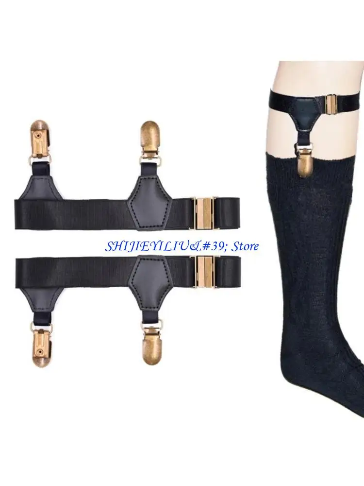 e21f-black-socks-suspenders-holder-garters-belt-with-double-metal-non-slip-clips