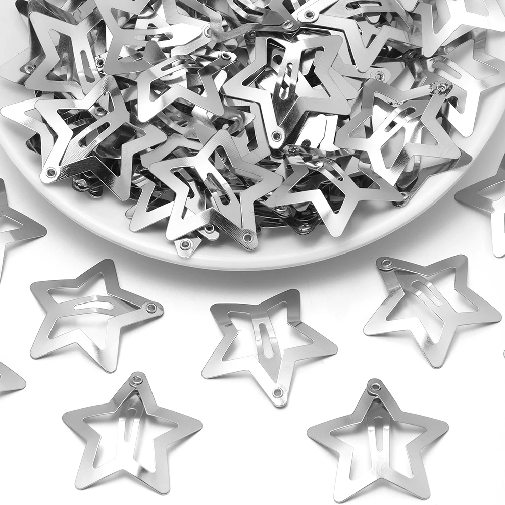 10-200pcs Colorful Iron BB Hair Clips Y2K Star Hair Clip Pentagram Snap Hairpins Barrettes for Headwear Hair Accessories