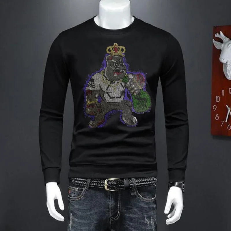 2025 Hot Sale Men High Quality  Pullover  Sweatshirt  Designer  Rhinestone  Man Brand Designer Top